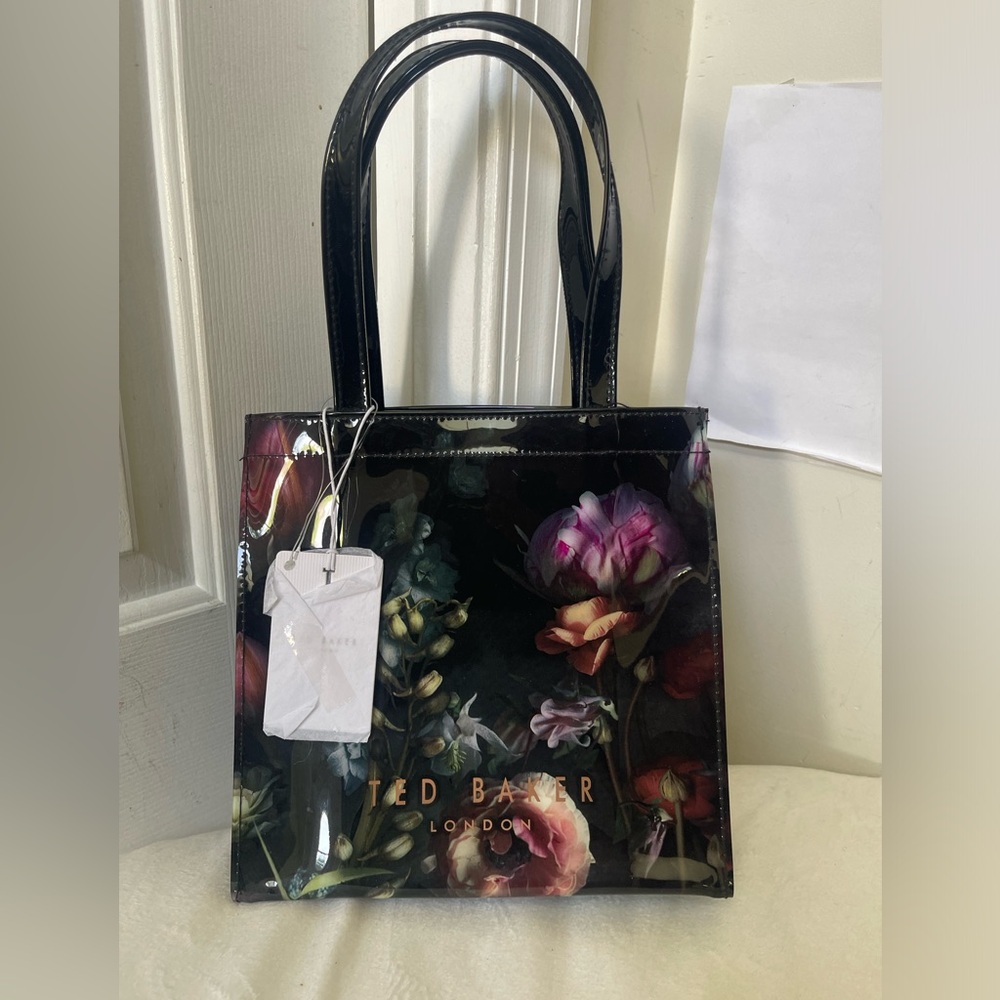 Ted Baker Black Floral Glossy Tote